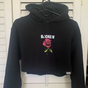 Broken Promises Black “Broken” Cropped Hoodie